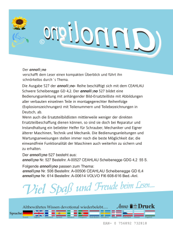 CEAHLAU Schwere Scheibenegge Typ GDG 4,2 Bild- Bedienungsanleitung & Wartungsanleitung & Bild- Ersatzteilliste & Explosionszeichnungen  - annoligno 527